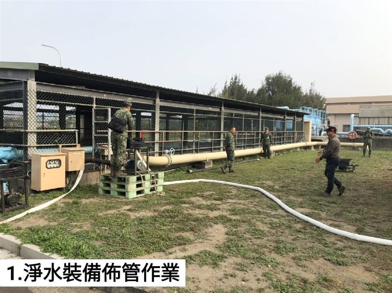 國軍支援抗旱 臺中港科技產業園區設置淨水設備6